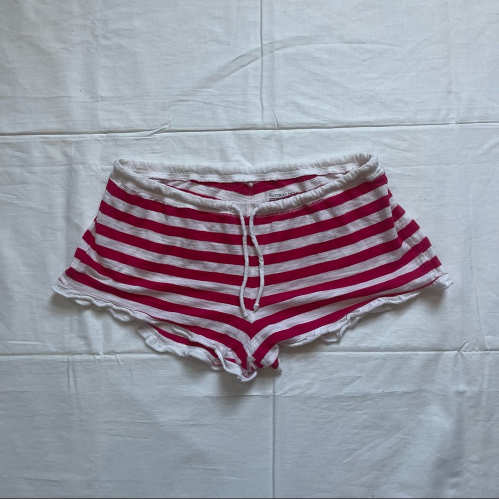 Victoria’s Secret Striped Lounge Pajama Shorts Red & White